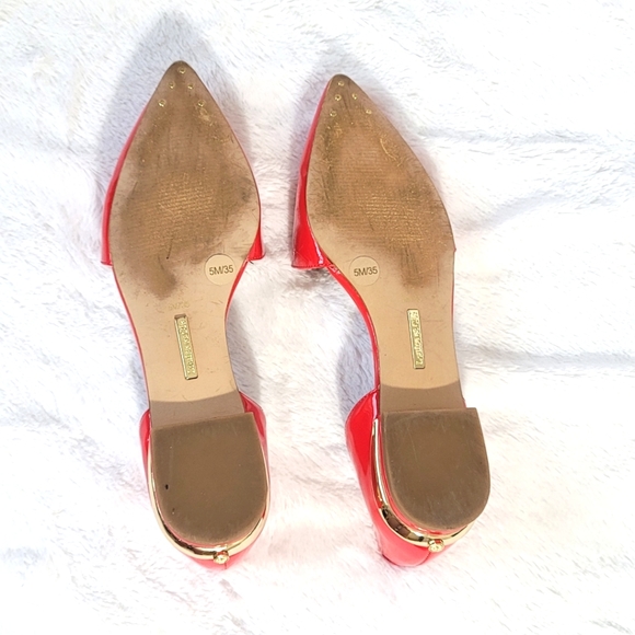 Louise et Cie bright red pointed toe slip on flat gold Size 5 Preowned Excellent - Picture 6 of 9